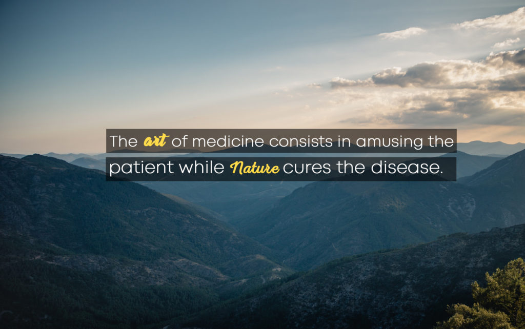 the art of medicine consists of amusing the patient while nature cures the disease