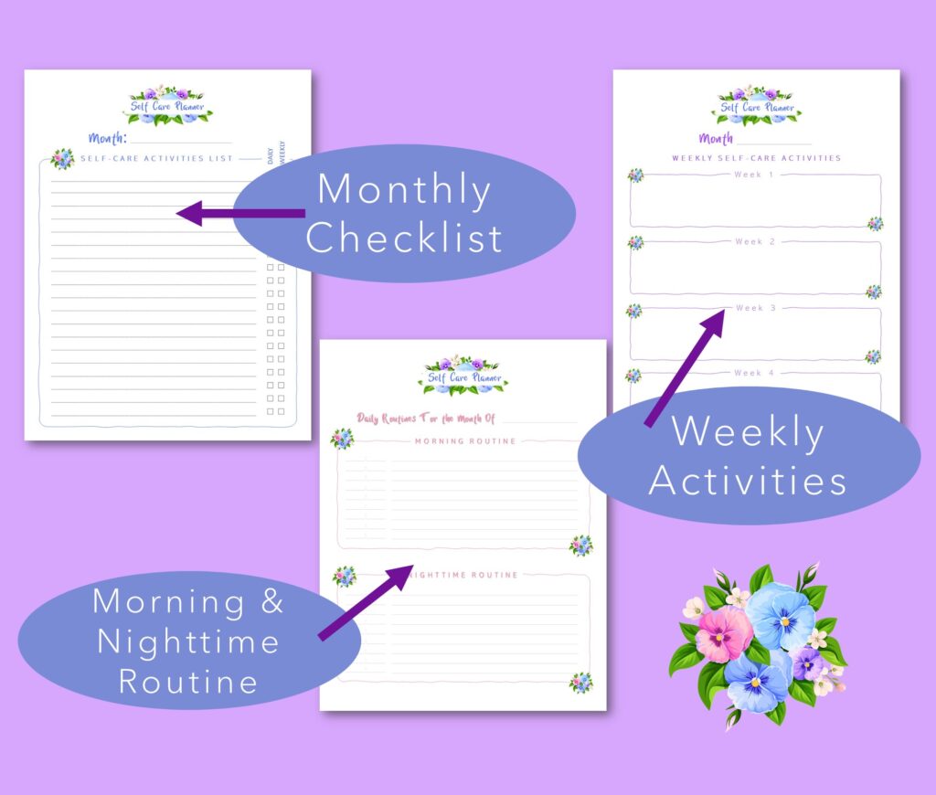 monthly checklist, weekly activities, morning and nighttime routine