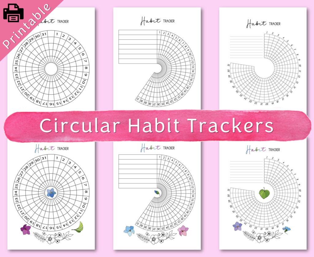 printable circular habit trackers