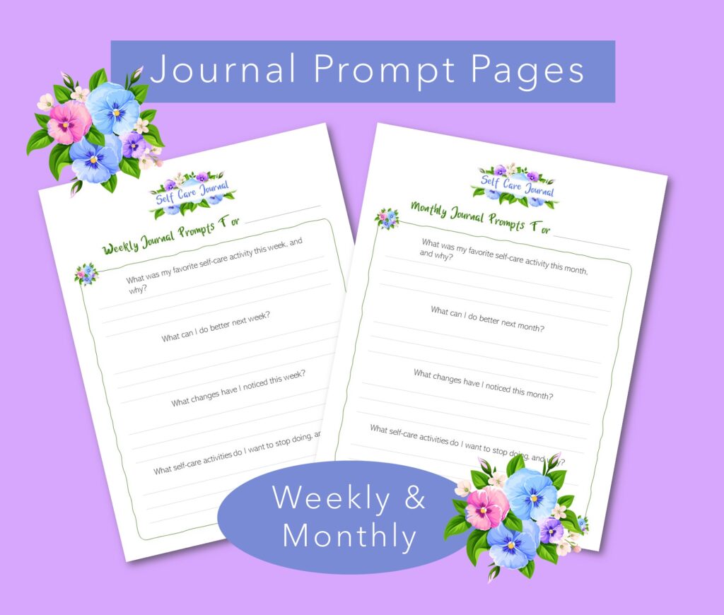 weekly and monthly journal prompt pages