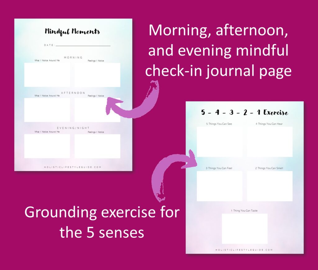 journal page and grounding exercise