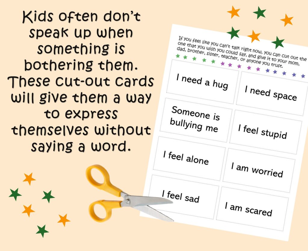 feelings statements cut out cards