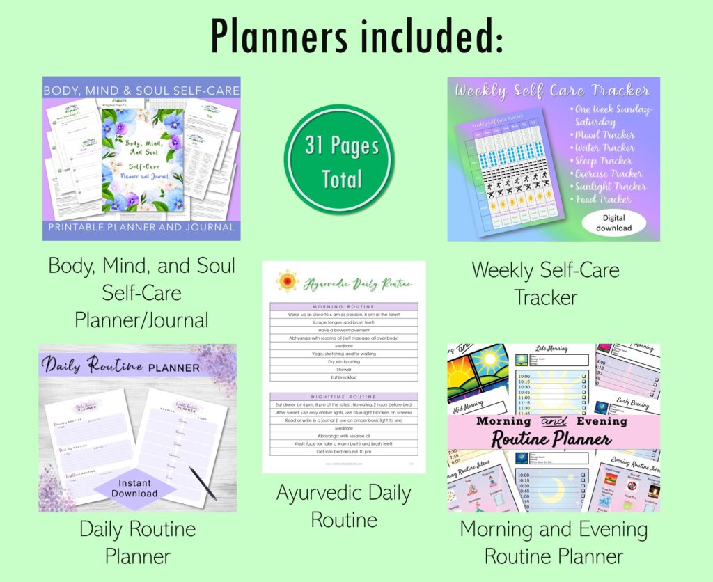 daily self care routine planners