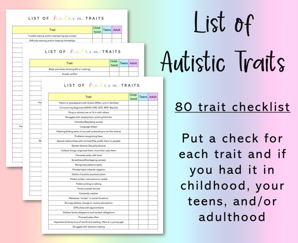 list of autistic traits