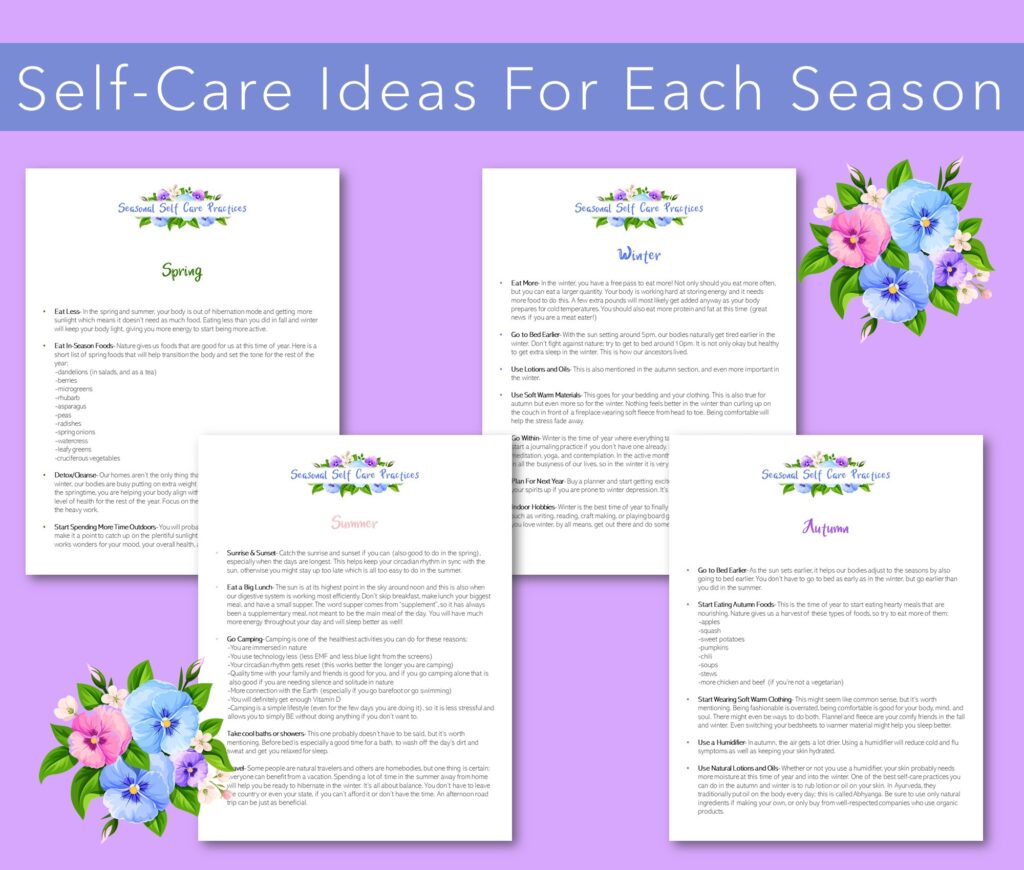 self care ideas for each season