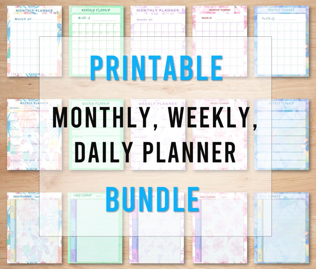 monthly weekly daily planner bundle