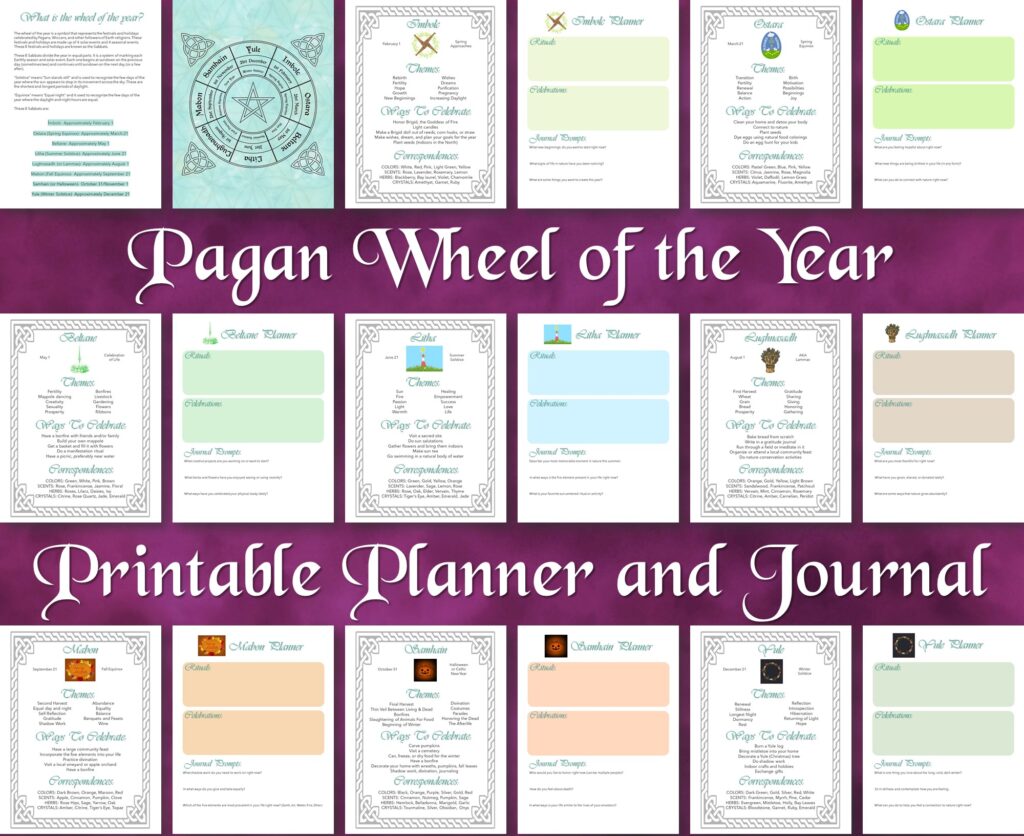 pagan wheel of the year printable planner and journal