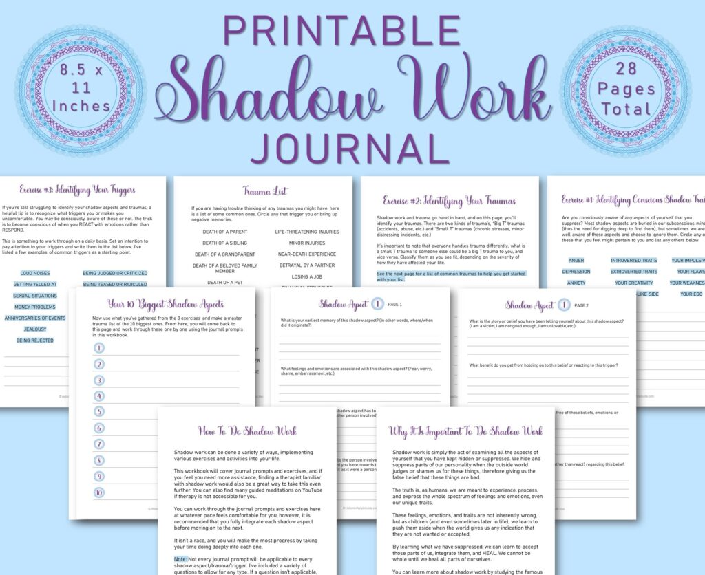 printable shadow work journal