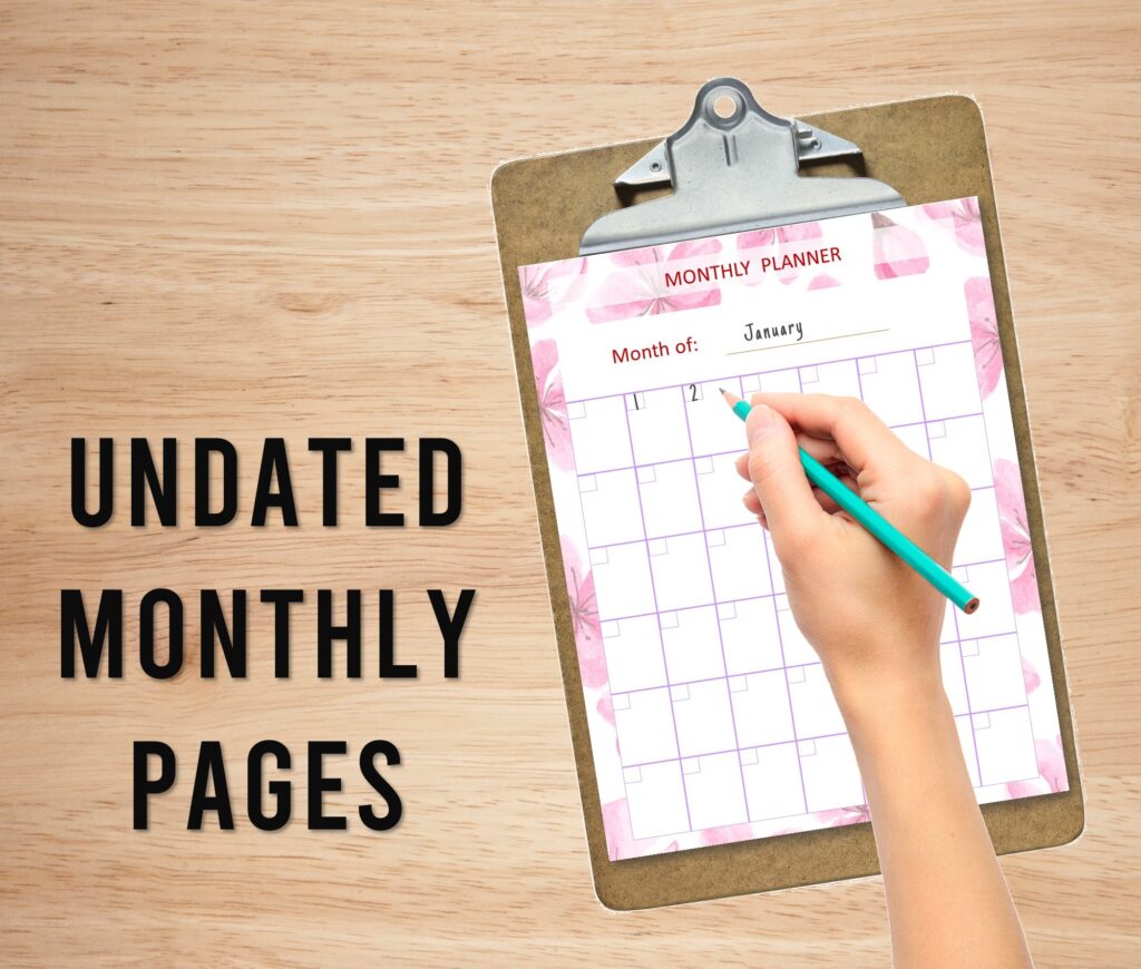 undated monthly pages