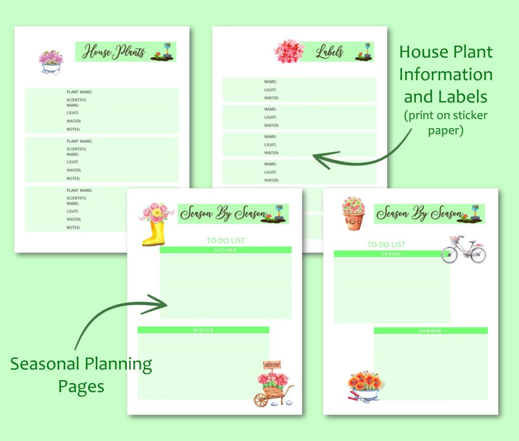 house plant information and labels