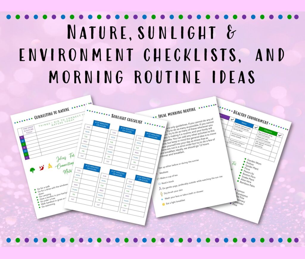 nature, sunlight, and environment checklists, morning routine ideas