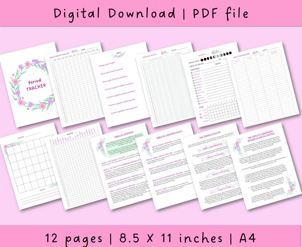 digital download monthly cycle tracker