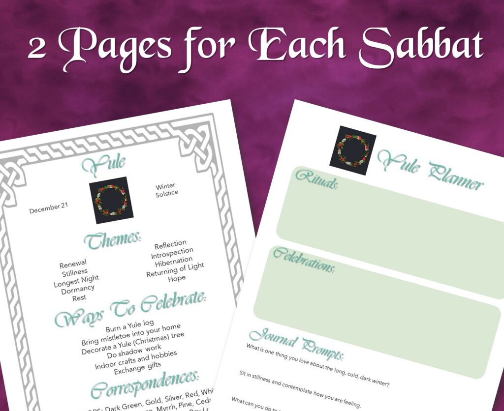 2 pages for each sabbat