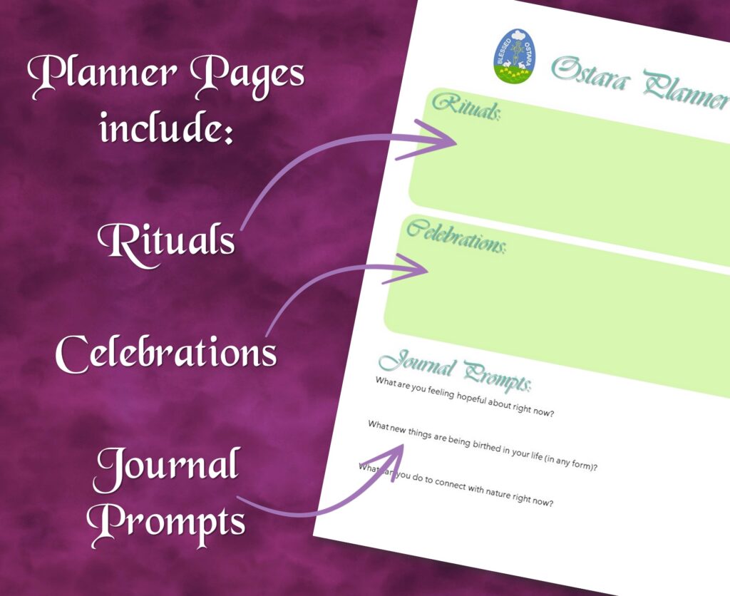 planner pages for rituals, celebrations, and journal prompts