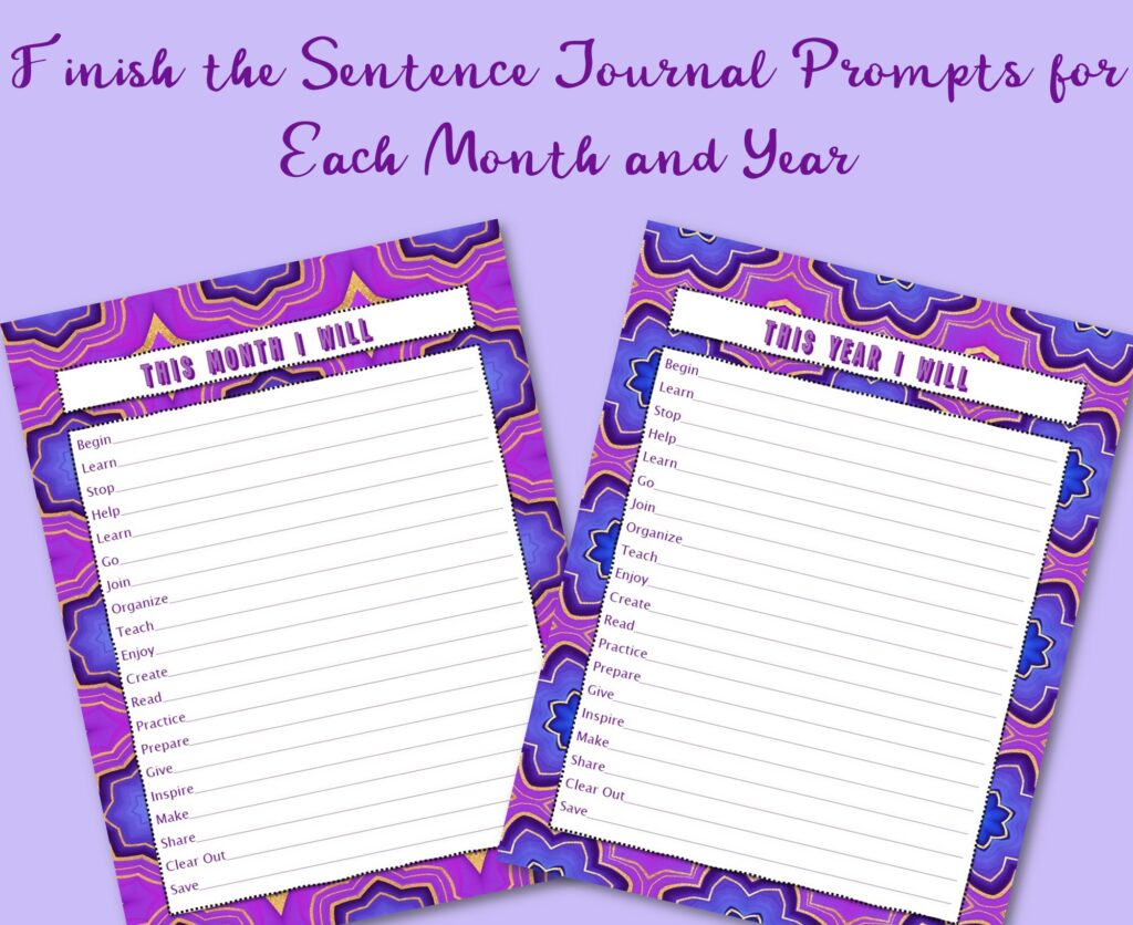 journal prompts for each month and year