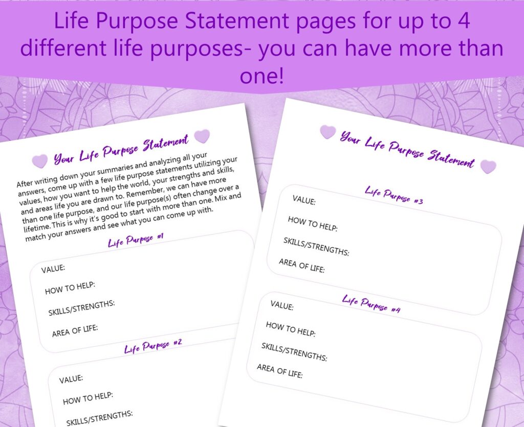 life purpose statement pages