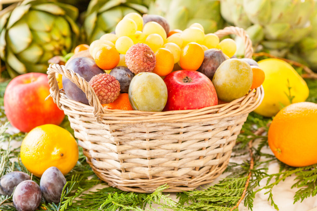 basket of summer fruits